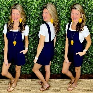 Brand New Navy Classic Crush Romper, Size Large!!